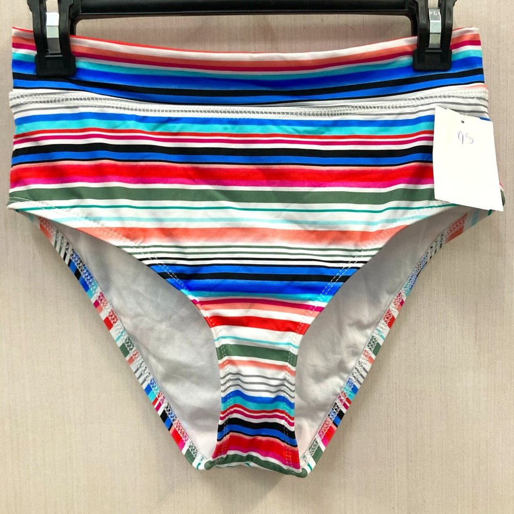 NWT Athena High Waist Striped Bikini Bottoms Sz 6